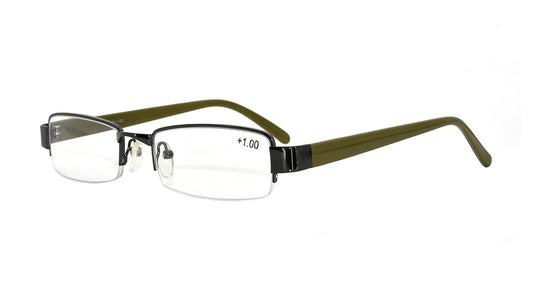 【Wholesale Price-NO MOQ】Half Rim Metal Reading Glasses Computer Game Reader Men BVR001MT