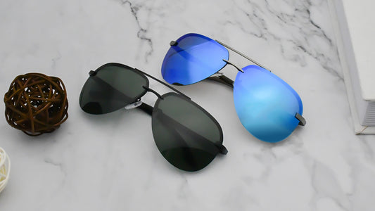 【Wholesale Price-NO MOQ】Double Bridge Aluminium Polarized Sunglasses Half Rim Aviator Sun Glasses UV400 Protection Men FSKS006AL