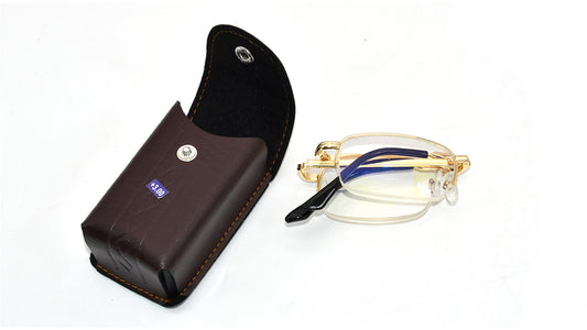 【Wholesale Price-NO MOQ】Half Rim Folding Reading Glasses Gold Metal Reader with Case Men Women JXR002MT