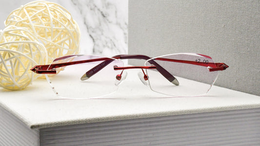 【Wholesale Price-NO MOQ】Fashion Frameless Reading Glasses Diamond Cut Edge  Reader Women LHR001MT