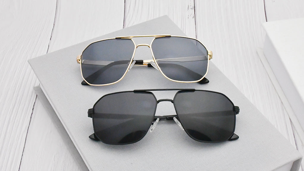 【Wholesale Price-NO MOQ】Double Bridge Metal Polarized Sunglasses Aviator Sun Glasses UV400 Protection Men MZNS001MT
