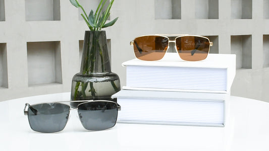 【Wholesale Price-NO MOQ】Double Bridge Metal Polarized Sunglasses Rectangular Sun Glasses UV400 Protection Men WDS016MT