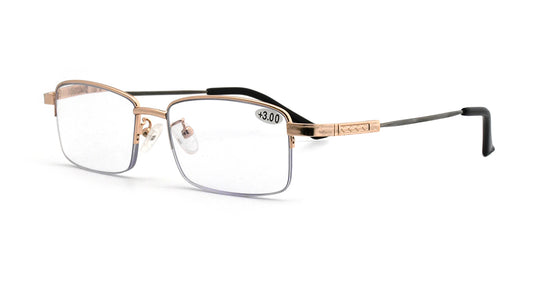 【Wholesale Price-NO MOQ】No Line Half Frame Progressive Multi-focal Reading Glasses Half Rim Readers Men Women YQR001MT